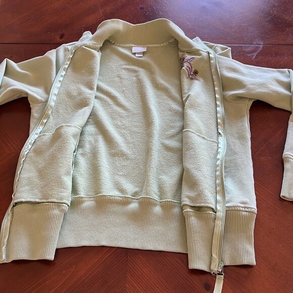 Prospirit Green Knit Jacket with Embroidered Flower Woman Size Medium Athletic - Picture 9 of 13